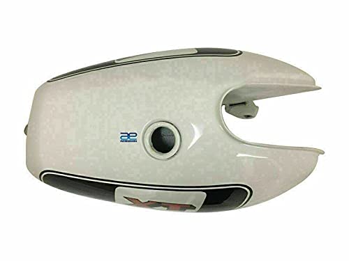 Yamaha XT TT 500 1977 Fuel Gas Tank Replacement - White & Black Petrol Tank with Cap & Tap - Perfect for Motorcycle Restoration & Off-Road Riding