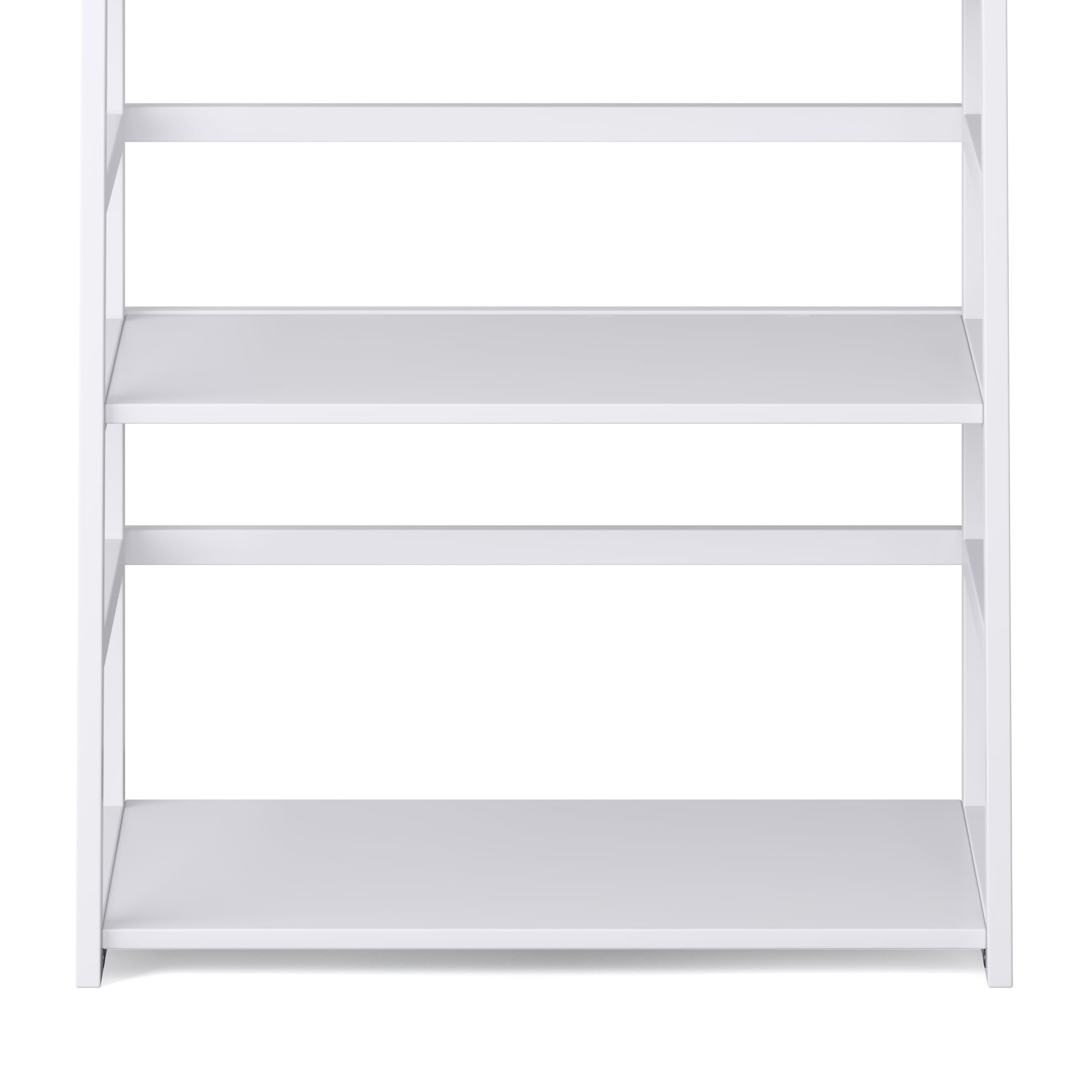 SIMPLIHOME Acadian 30 Inch Solid Wood Transitional Ladder Shelf Bookcase - White Wooden Storage Organizer for Living Room, Study, Office & Bedroom Decor