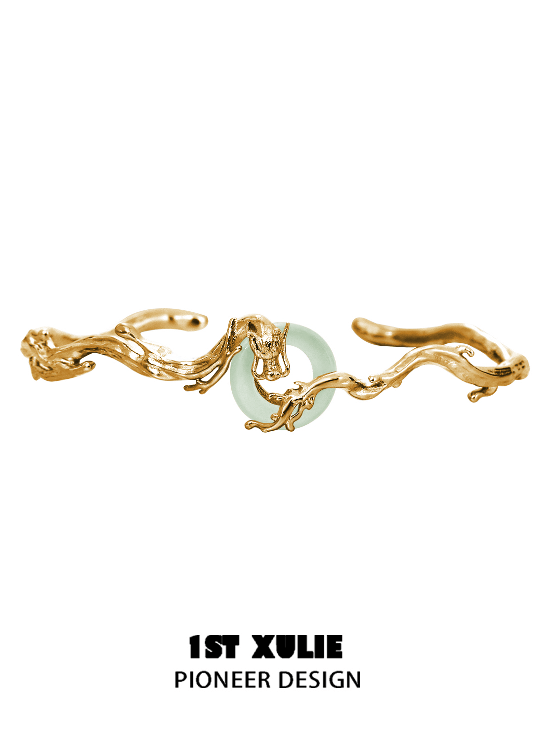 24K Gold Plated Quartz Jade Open End Bracelet for Women - Elegant Adjustable Bangle for Daily Wear, Gift Giving & Special Occasions