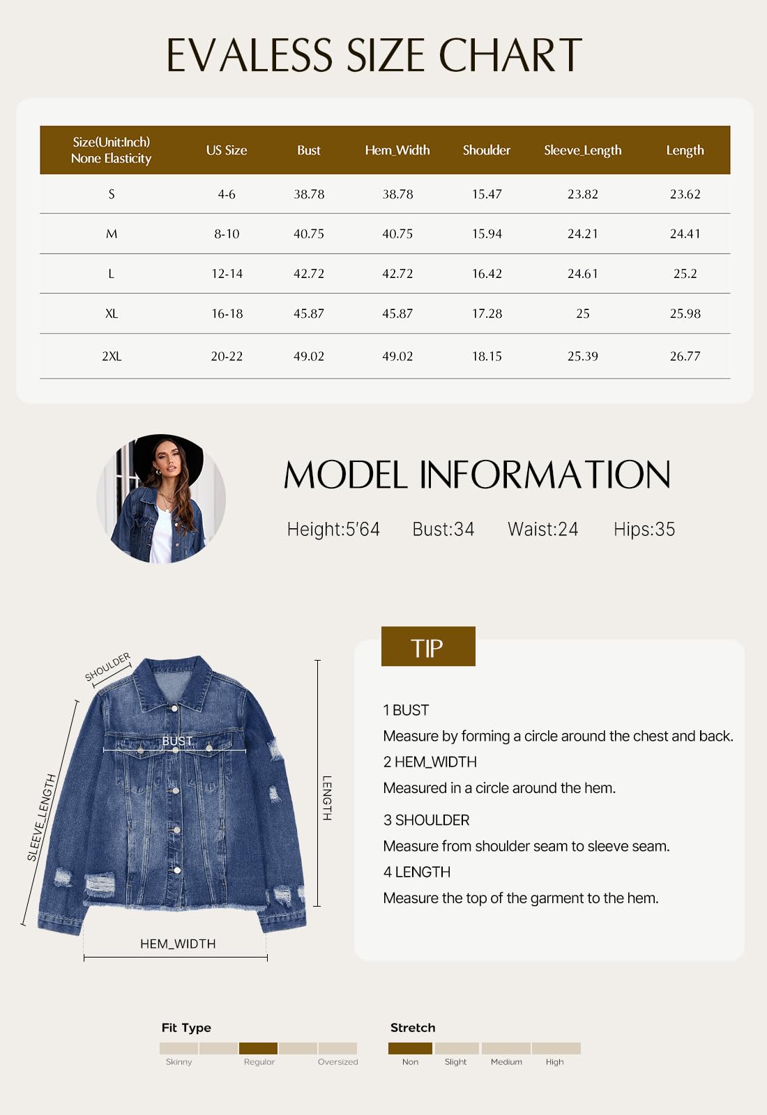 EVALESS Women's Boyfriend Washed Crop Denim Jacket - Stylish Oversized Distressed Jean Coat for Casual Outfits & Streetwear Fashion