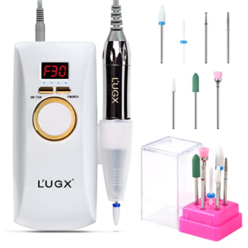 Professional Rechargeable Nail Drill Kit - 30000RPM Portable Electric Efile for Acrylic & Gel Nails, Includes 7 Bits for Manicure & Pedicure (White) - Perfect for Salon & Home Nail Care