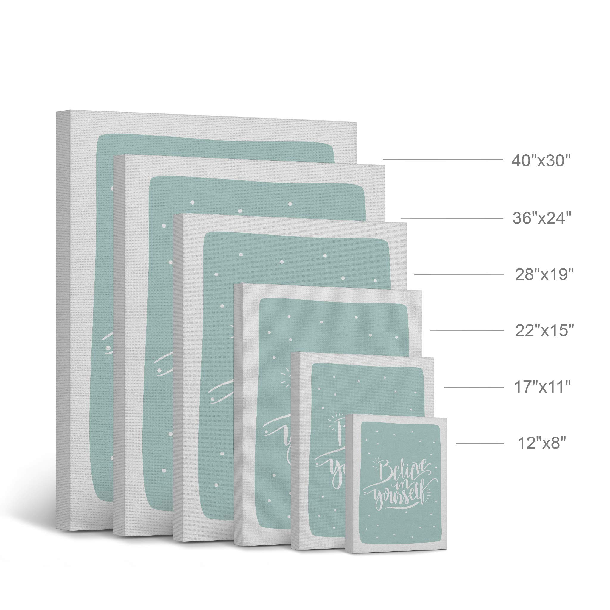 Believe in Yourself Inspirational Wall Art - Turquoise Canvas Print for Kids Room, Nursery & Baby Room Decor - Ready to Hang Motivational Poster (40x30 inches) - Perfect for Bedrooms, Playrooms & Classrooms - Made in USA