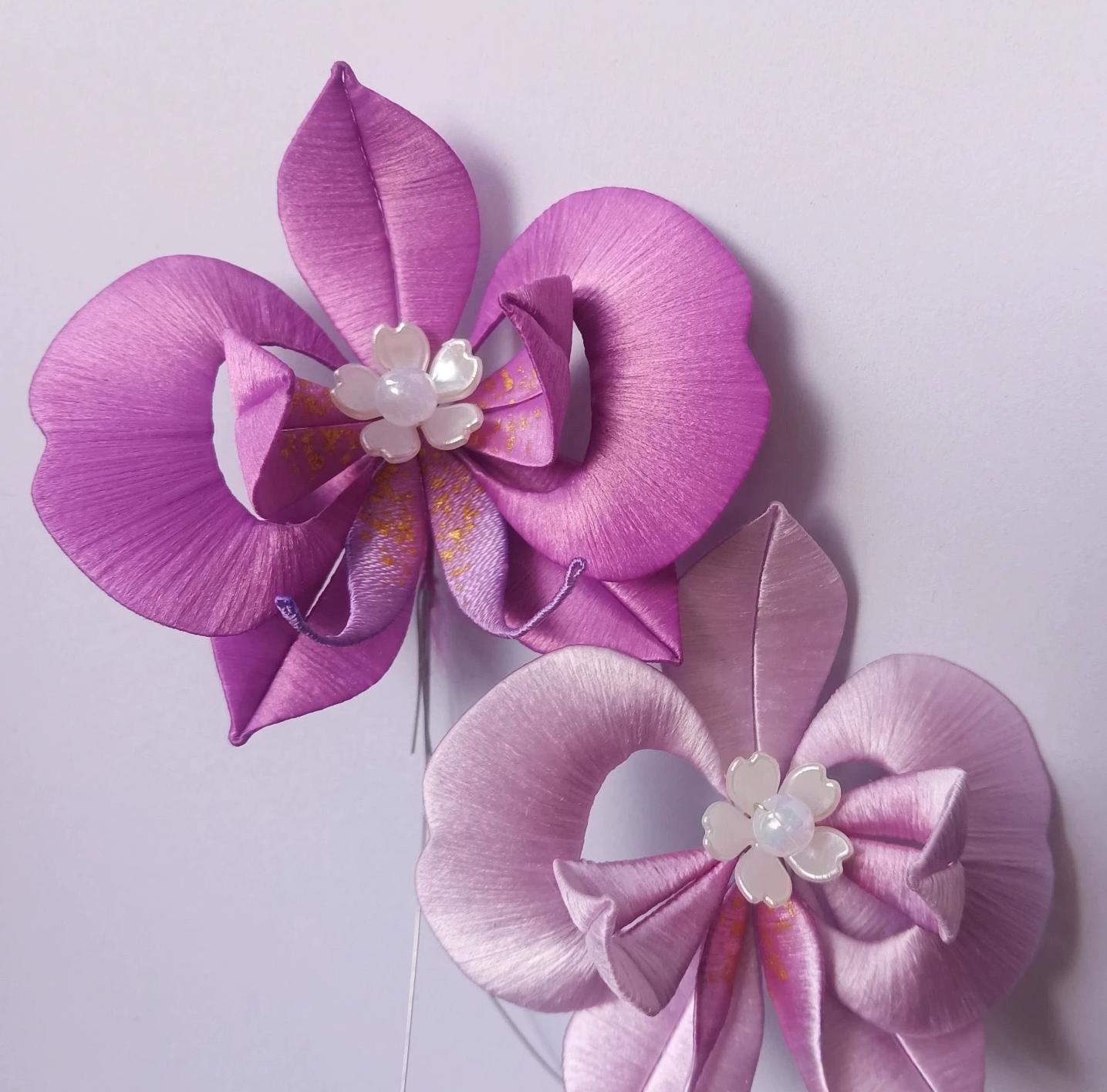 Handmade Silk Moth Orchid Brooch - Elegant Floral Pin for Women | Perfect for Weddings, Parties & Special Occasions