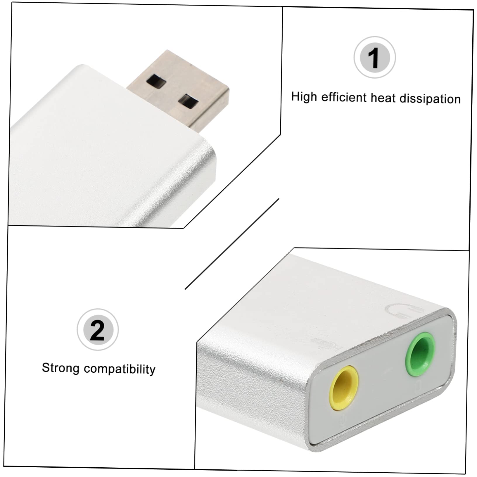 FELTECHELECTR USB External Sound Card Adapter - Aluminum Alloy USB Audio Adapter with Microphone for Laptop & PC - Windows Compatible Headphone & Mic Splitter for Gaming, Streaming & Video Calls