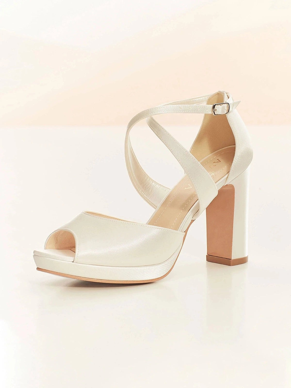 Ivory Satin Bridal Shoes with Comfortable Block Heel for Wedding, Party & Special Occasions - CINDY Collection