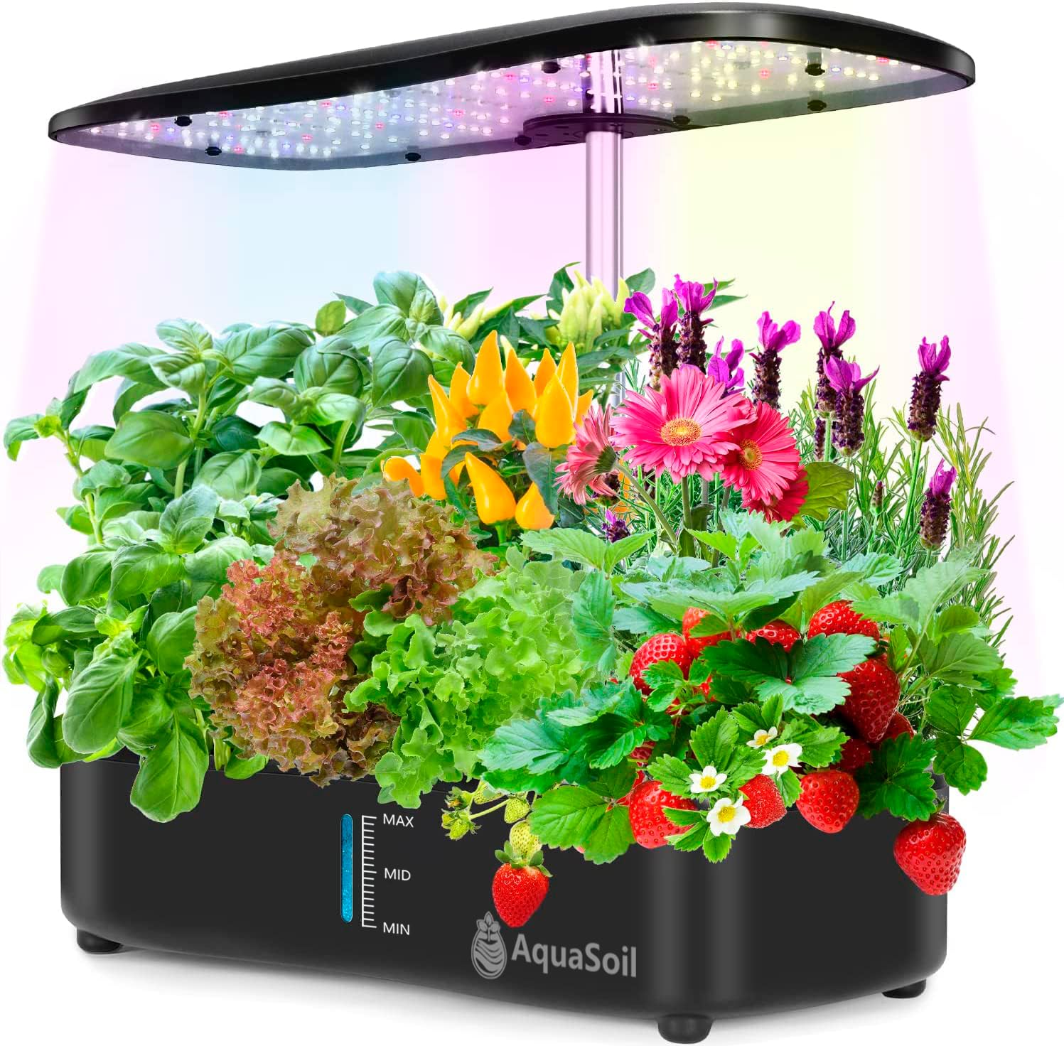 12-Pod Hydroponic Growing System Indoor Herb Garden Kit with LED Grow Lights, Water Pump & Auto Timer - Adjustable Height up to 20