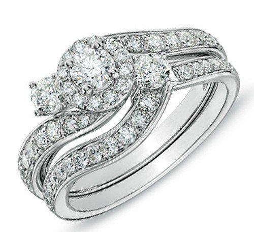 1 Carat Diamond Bridal Ring Set in 10k Gold - Elegant Halo Engagement & Wedding Ring for Women - Perfect for Proposals, Anniversaries, and Special Occasions