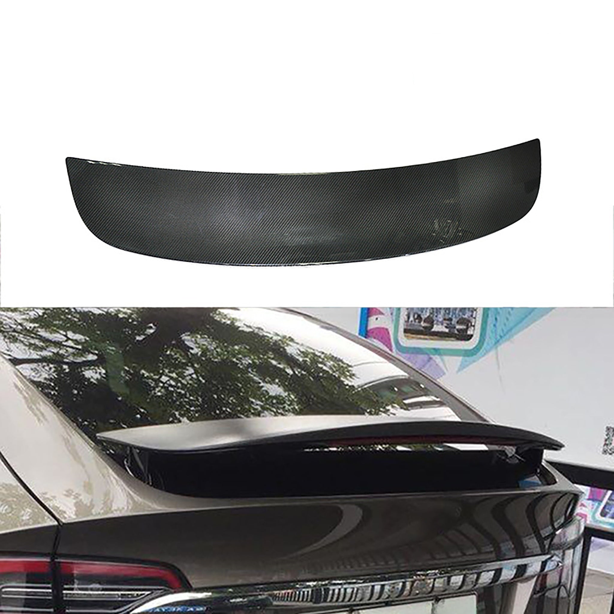Premium Real Carbon Fiber Model X Wing Spoiler Overlay for Tesla 2016-2025 - Enhance Style & Aerodynamics for Street & Track Performance