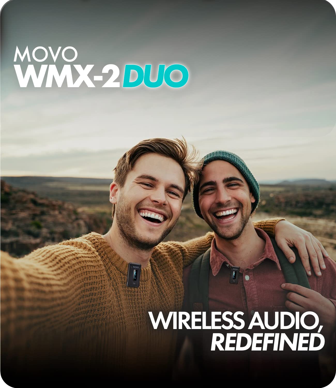 Movo WMX-2-DUO Wireless Lavalier Microphone with Charging Case - 2.4GHz Clip-on Mic for Vlogging, YouTube, Podcasting, DSLR, Computer, Smartphone - Perfect for Content Creators, Interviews & Live Streaming