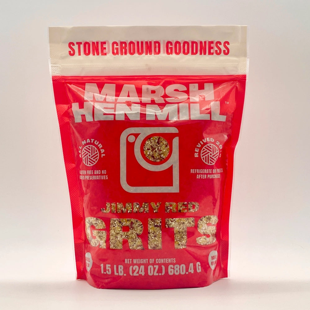 Organic Jimmy Red Grits by Marsh Hen Mill - 1.5lb Stone Ground Heirloom Cornmeal | Perfect for Southern Cooking, Breakfast Porridge & Gluten-Free Recipes