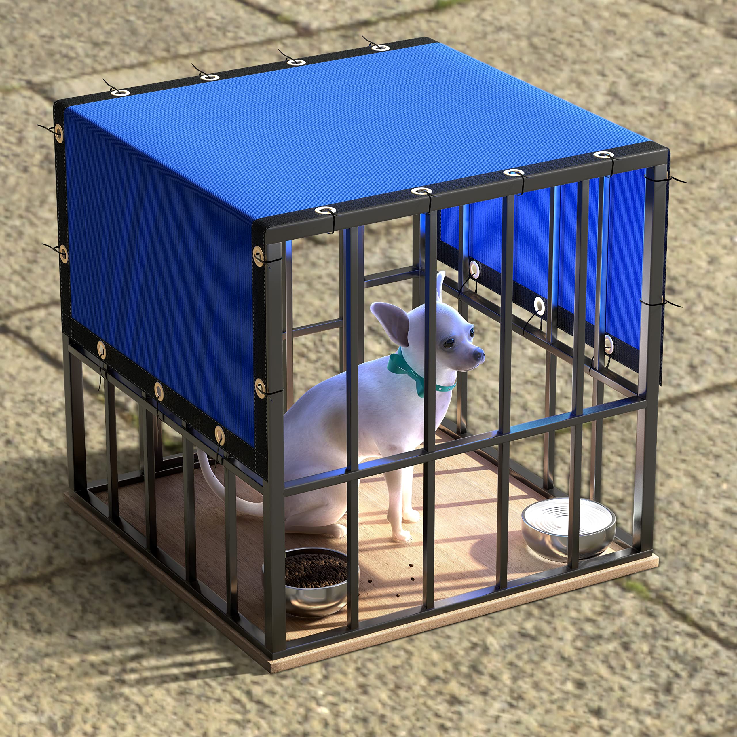 ColourTree 10' x 12' Blue Custom Size Shade Cloth with Grommets - 90% UV Blocking, Durable Mesh Fabric Tarp for Dog Kennel Cover, Fence Privacy Screen, Greenhouse, Chicken Coop & Pet Playpen - Perfect for Outdoor Shade, Garden Protection and Patio Privacy