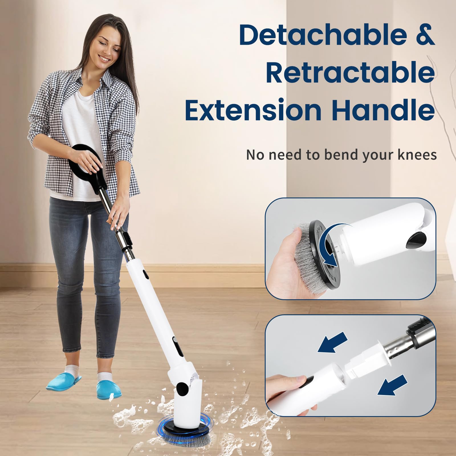 2024 Electric Spin Scrubber with 8 Replacement Heads - Cordless Bathroom Cleaning Tool with Long Handle & Remote Control - Perfect for Shower, Tub, Tile, and Hard-to-Reach Areas Cleaning