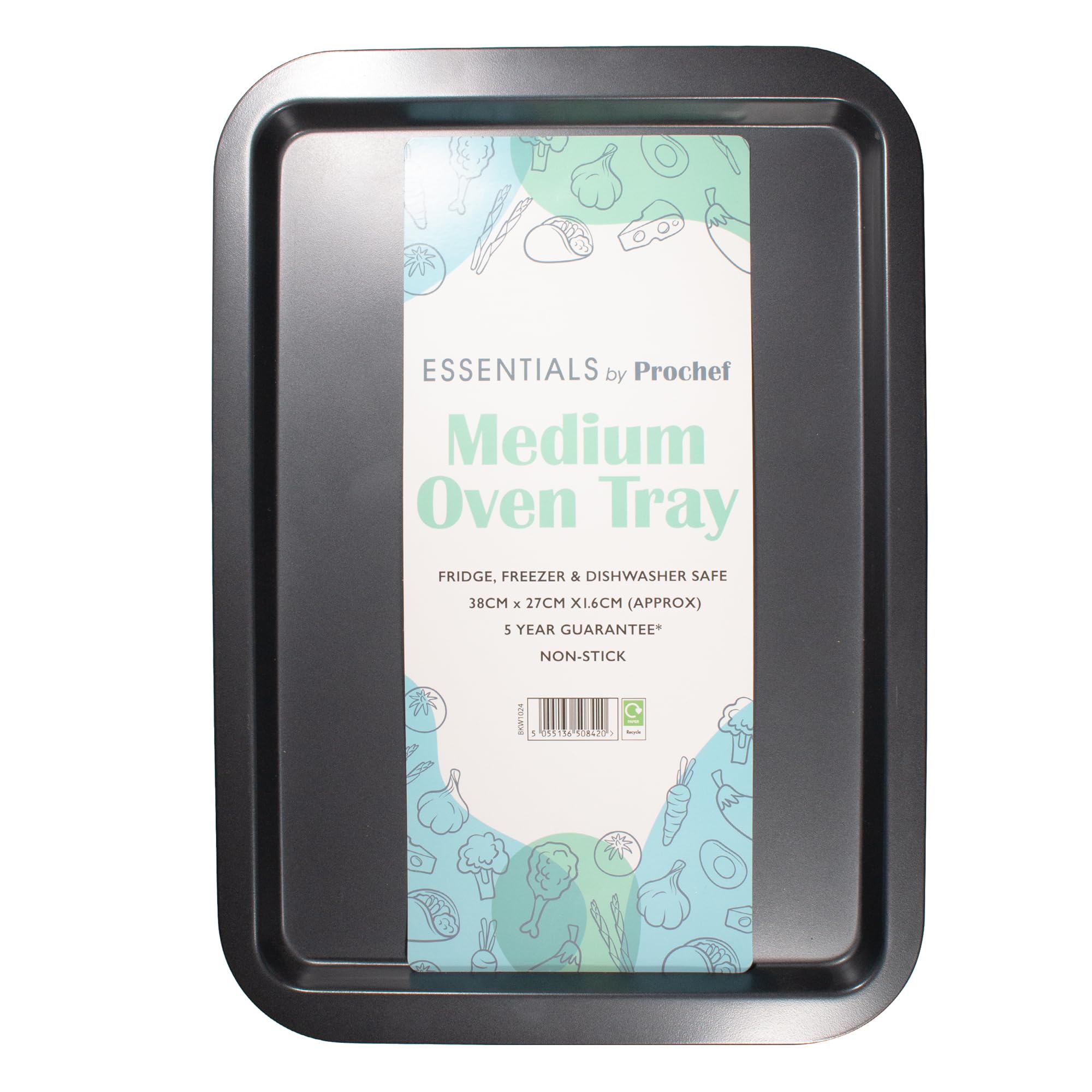 Non-Stick Medium Oven Tray 38x27x2cm - Easy Clean Baking Sheet for Cookies, Roasting Veggies & More - Essential White Oven Pan for Home Cooking & Meal Prep