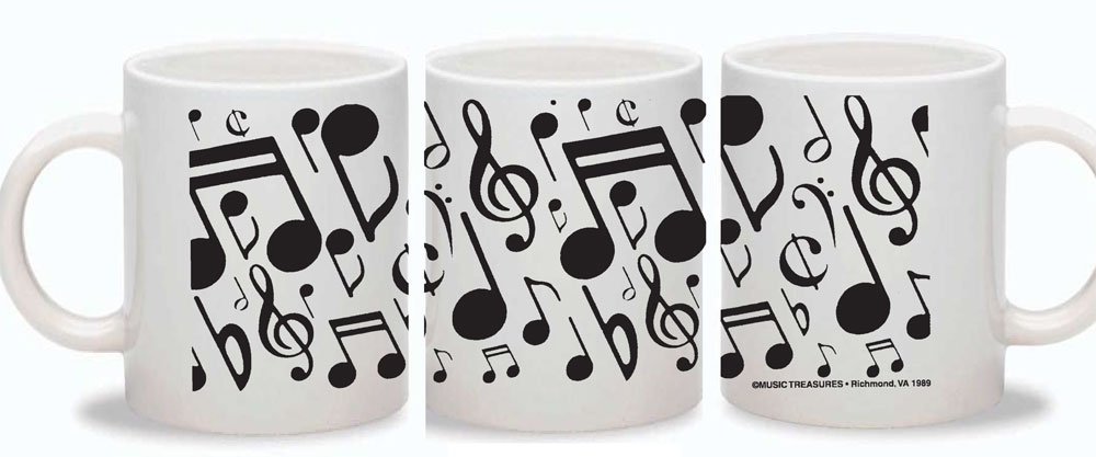 Music Notes Ceramic Mug - 11oz Coffee Cup with Handle, Gift for Musicians & Music Lovers - Perfect for Home, Office, or Music Studio Use