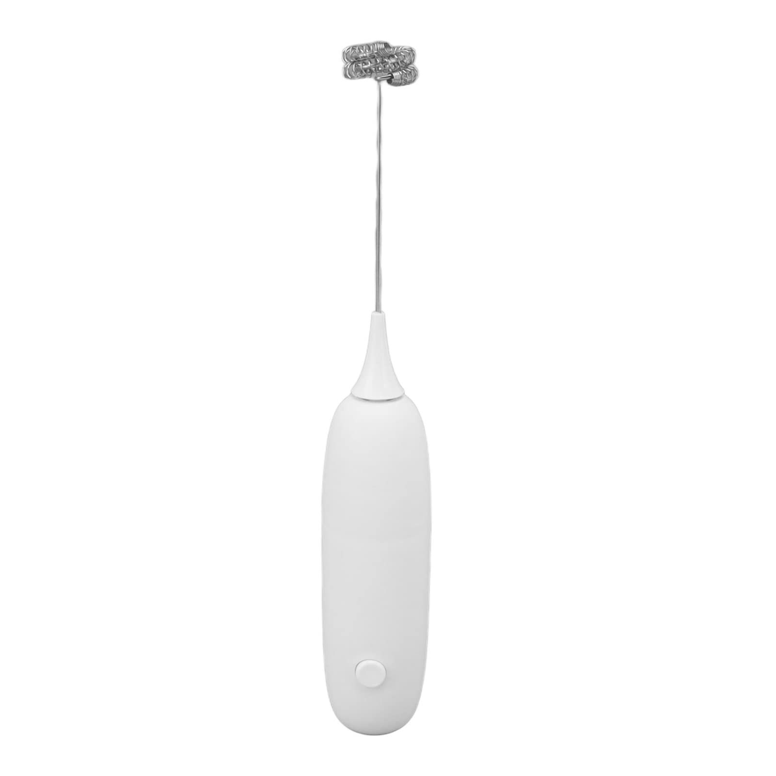 Electric Milk Frother Handheld - Battery Operated Mini Whisk for Coffee, Hot Chocolate & Milkshakes - Portable Foam Maker & Egg Beater - Perfect for Home Baking, Kitchen & Cafe Use (White)