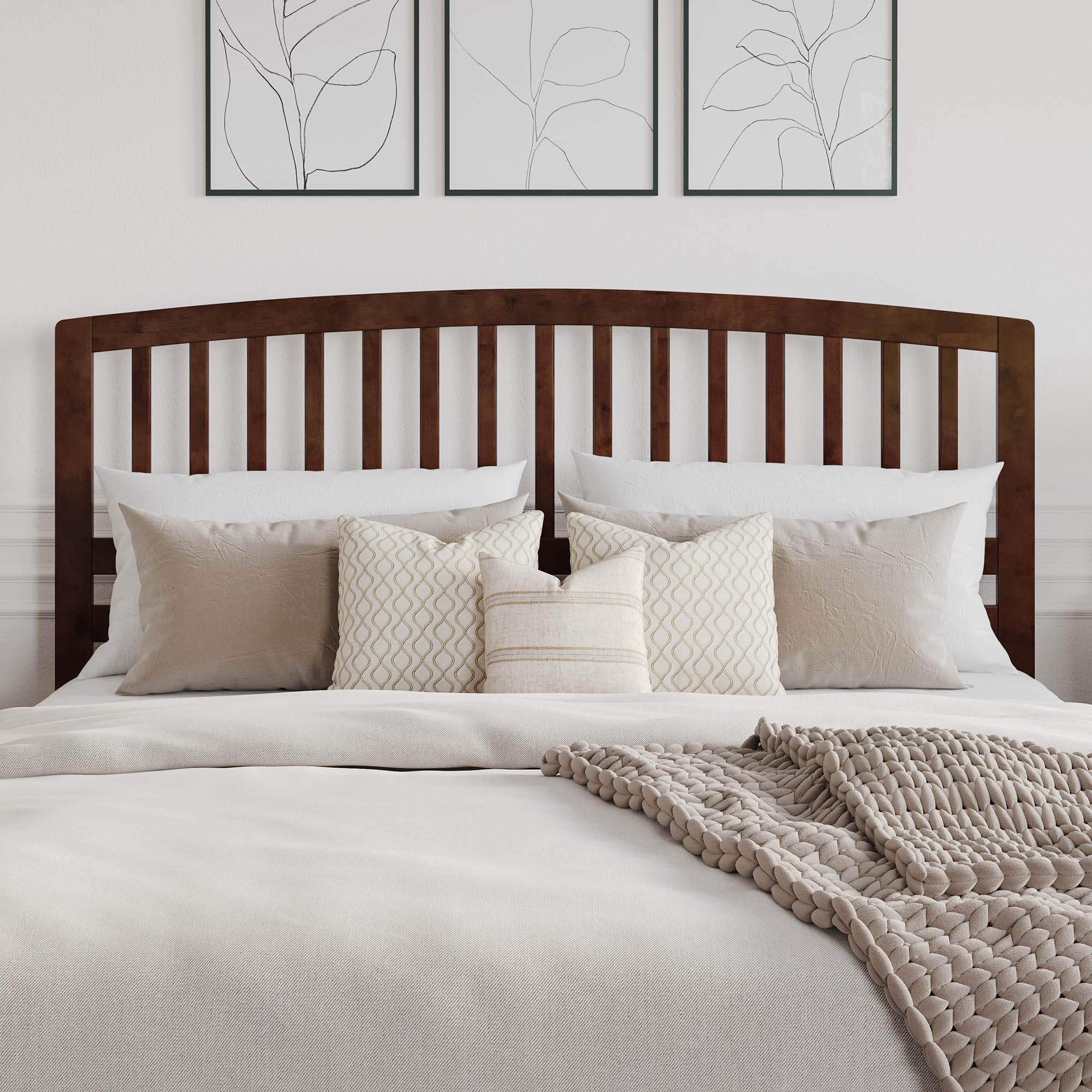 AFI Richmond King Size Headboard with USB Charging Ports - Walnut Finish for Modern Bedroom Decor & Convenient Device Charging