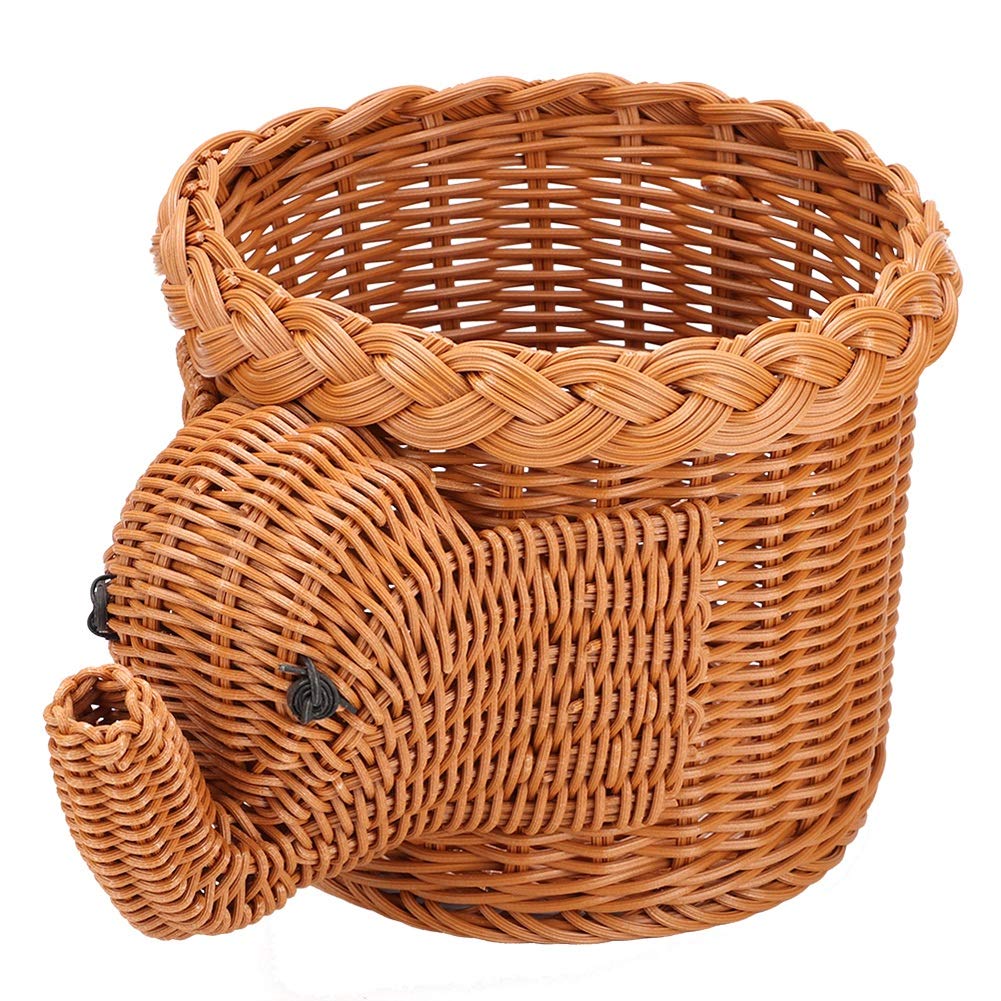 Stylish Elephant Rattan Storage Basket - Natural Woven Hamper for Home Decor, Small Storage Box, Organizer (Dark Brown) | Perfect for Nursery, Bathroom, Laundry & Closet Organization