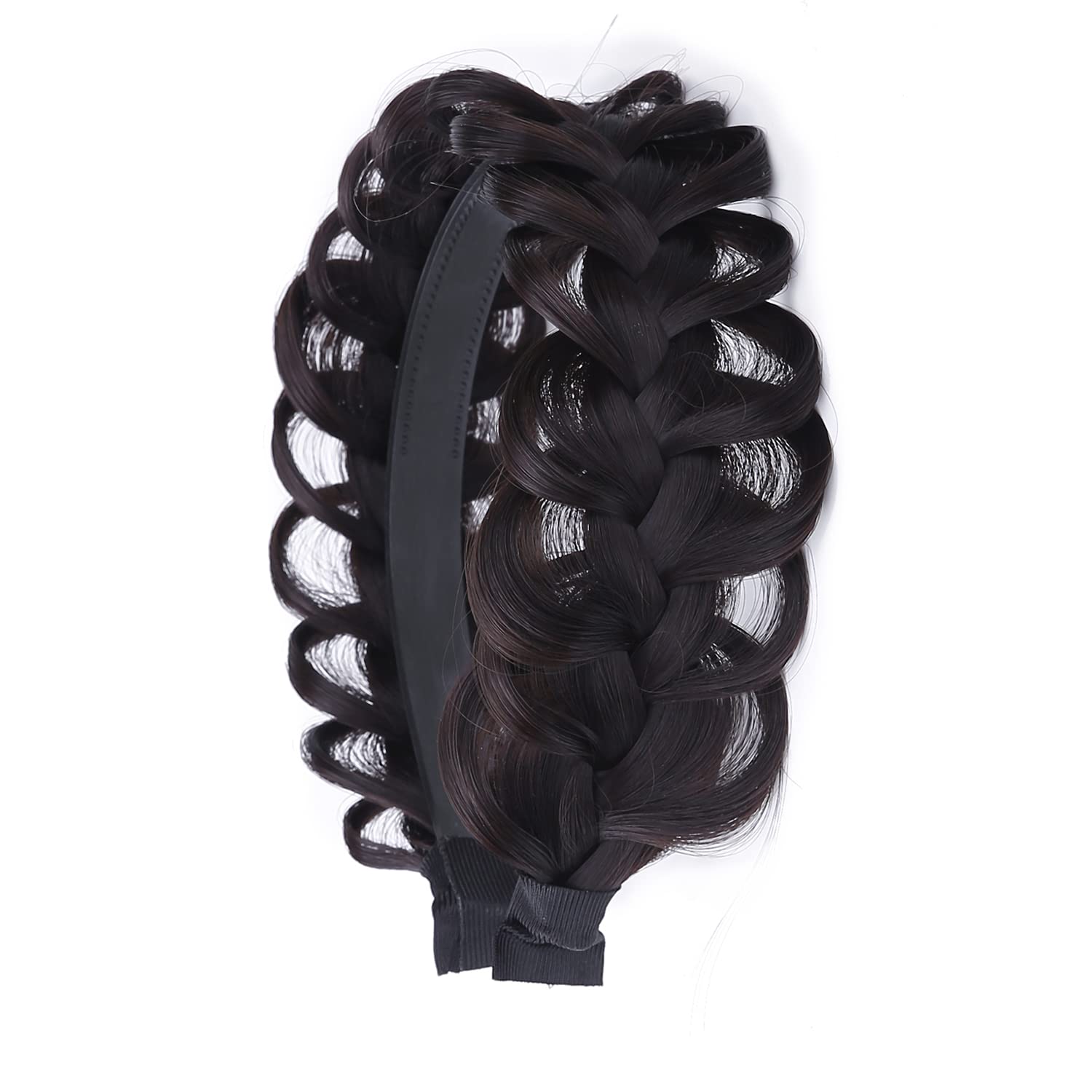 Stylish Synthetic Braided Headband with Teeth - 2.4 Inch Wide Hair Accessory for Women & Girls | Perfect for Parties, Weddings & Everyday Wear