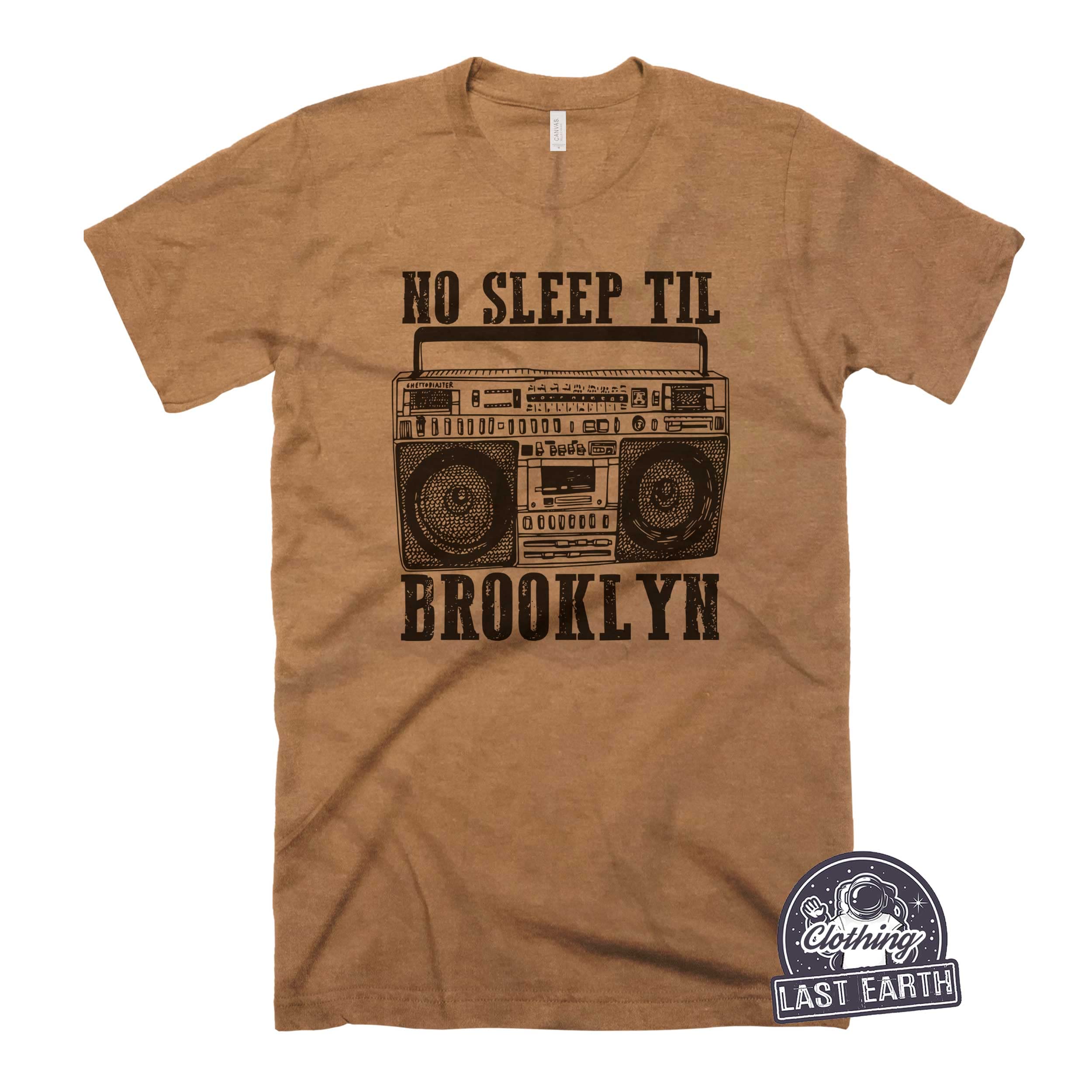 Oldschool Boombox Vintage Graphic T-Shirt - No Sleep Til Brooklyn Hip Hop Music Tee | Retro Radio Shirt for Concerts & 90s Theme Parties