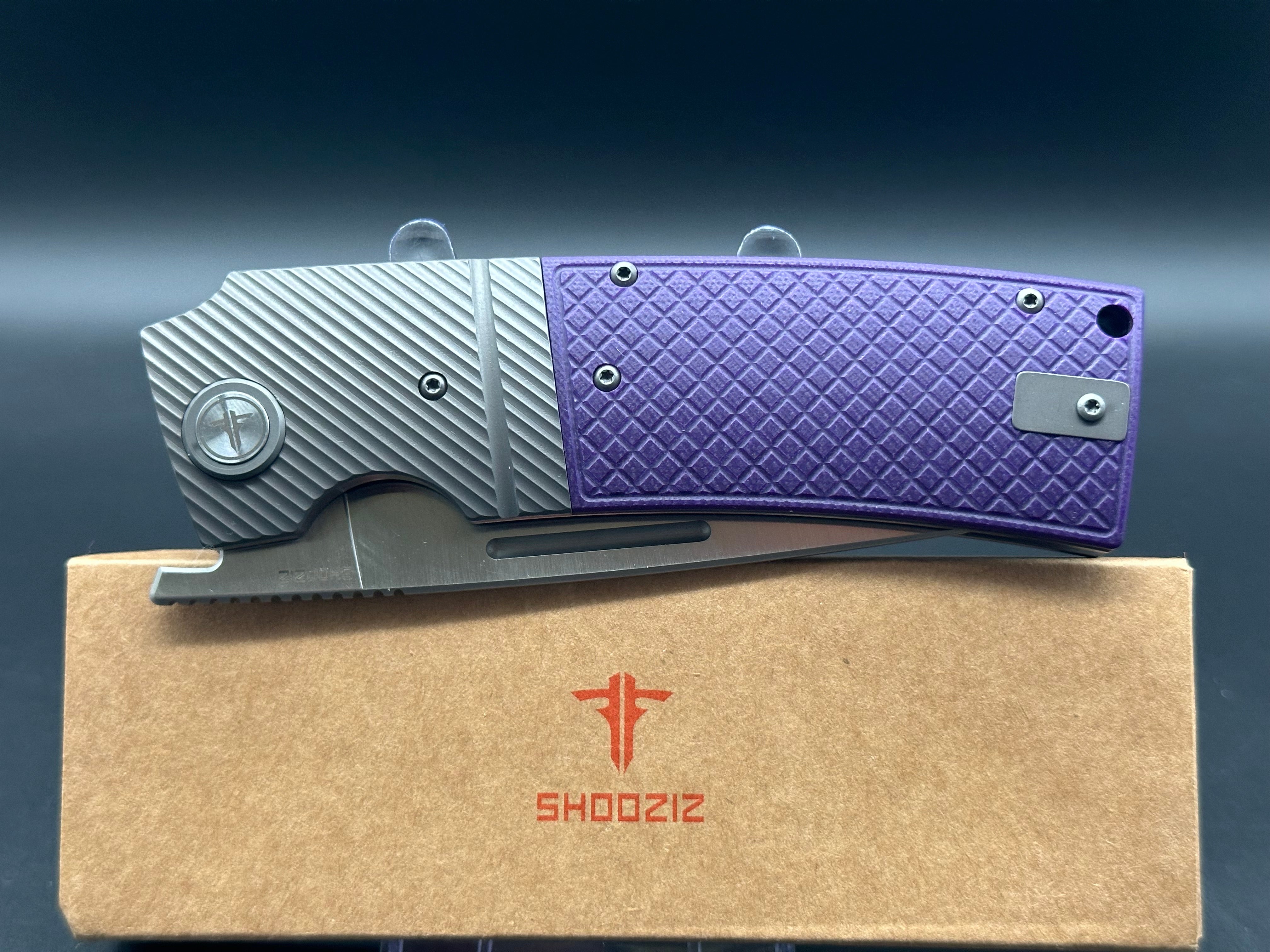 SHOOZIZ XUN122 Folding Pocket Knife with Purple G10 Handle & 14C28N Stainless Steel Blade - Perfect for Camping, Hiking, and Outdoor Adventures