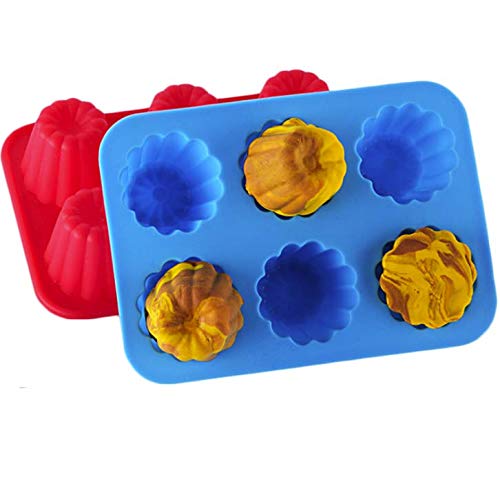 2-Pack Food Grade Silicone Cake Molds - 6 Cavity Baking Molds for Cakes, Chocolate, Jelly & Pudding | Reusable, Non-Stick Dessert Molds for Home Baking & Party Treats