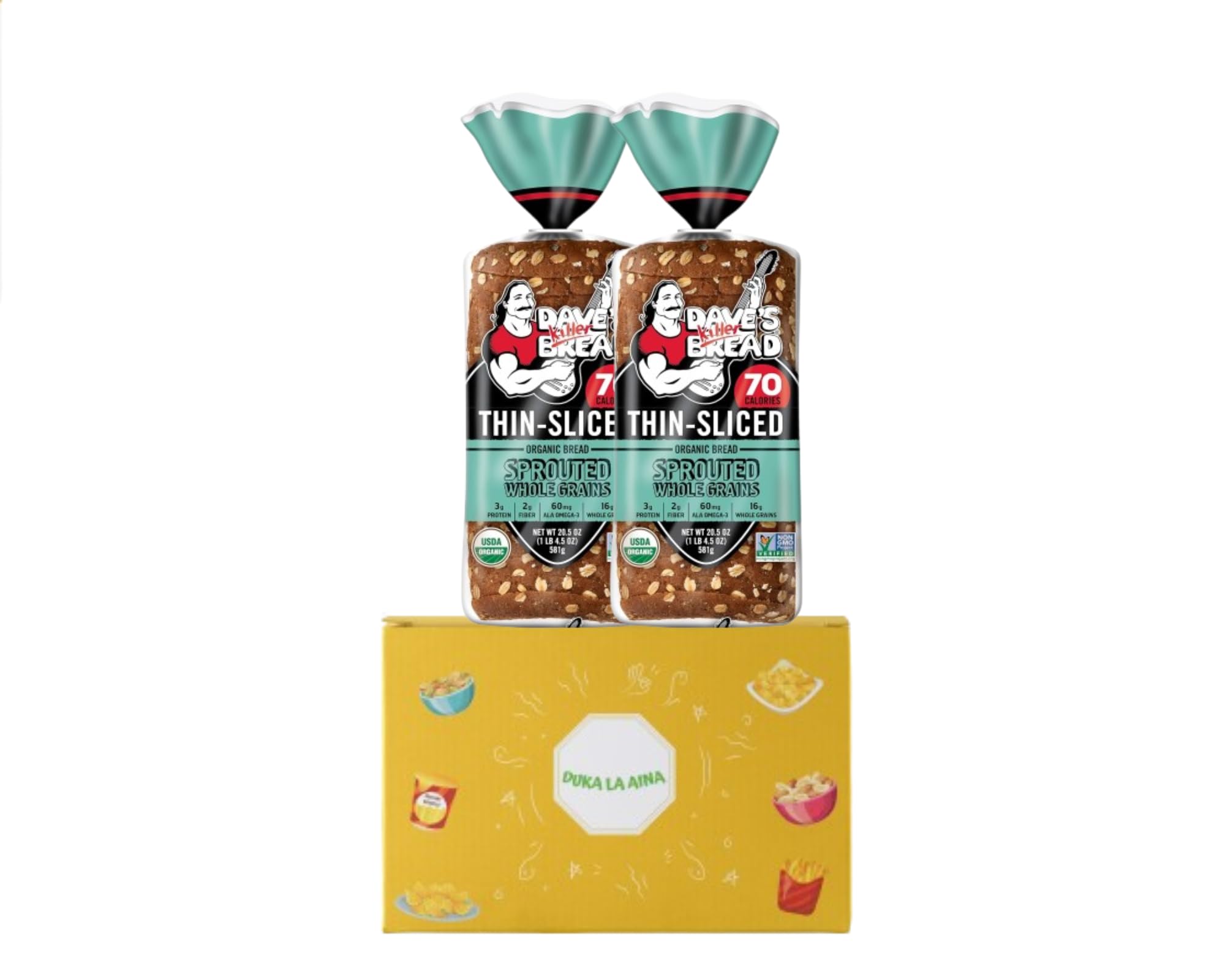 2 Pack Dave's Killer Bread Organic Sprouted Whole Grain Thin-Sliced Bread - 20.5 oz Loaves, 70 Calories per Slice | Healthy Breakfast & Sandwich Making for Weight Management
