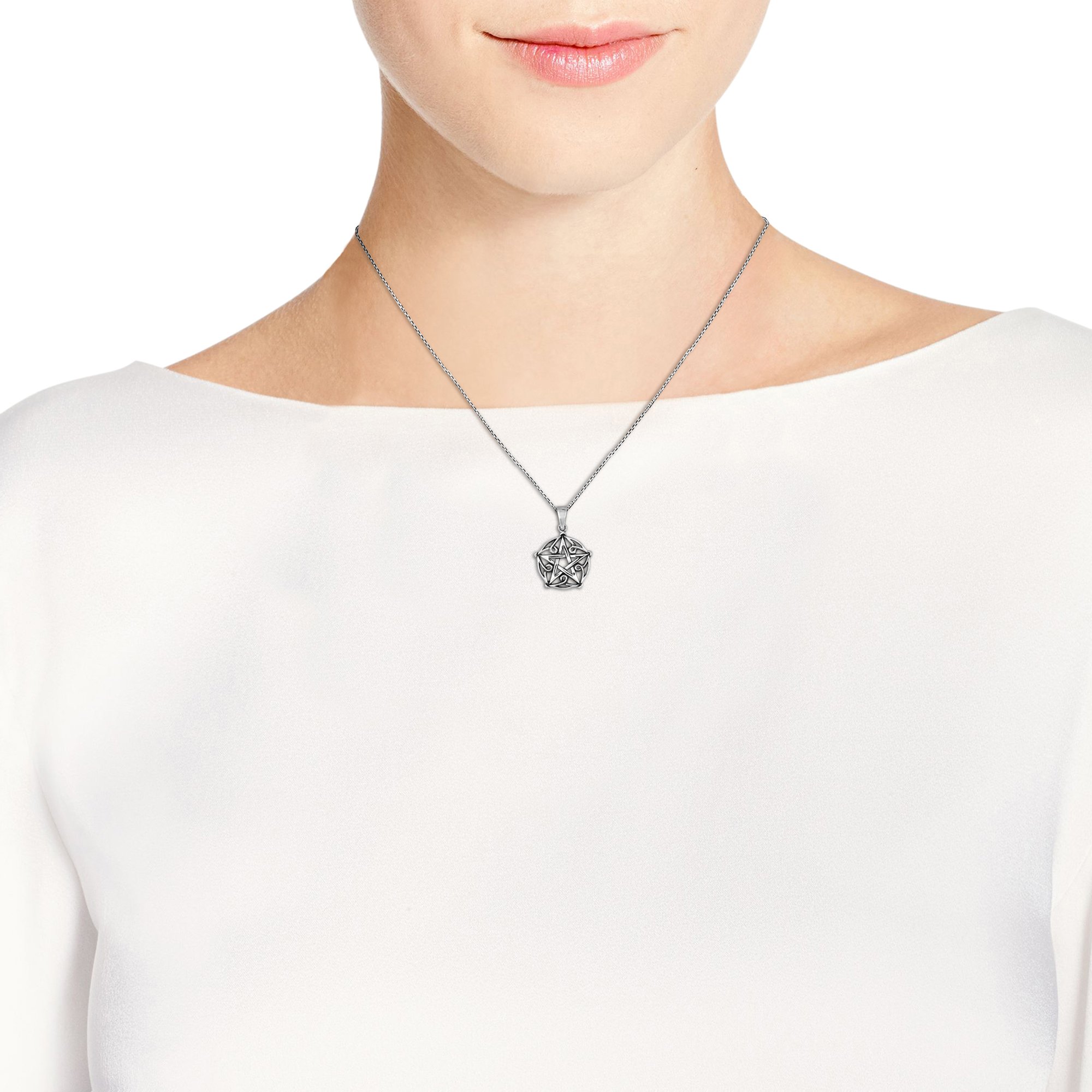 AeraVida Gothic Pentagram of Brisingamen .925 Sterling Silver Pendant Necklace - Witchy Jewelry for Women, Pagan Necklace, Wiccan Jewelry, 18 Inch Chain - Perfect for Rituals, Spiritual Protection & Gothic Fashion