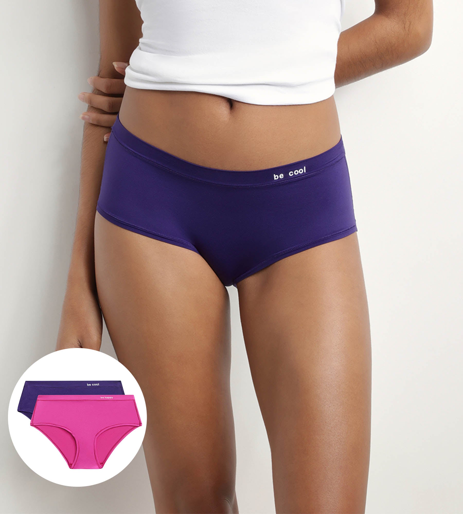 2 Pack Women's Microfiber Shorts - Fuchsia & Violet | Oh My Dim's | Perfect for Yoga, Gym & Lounge Wear