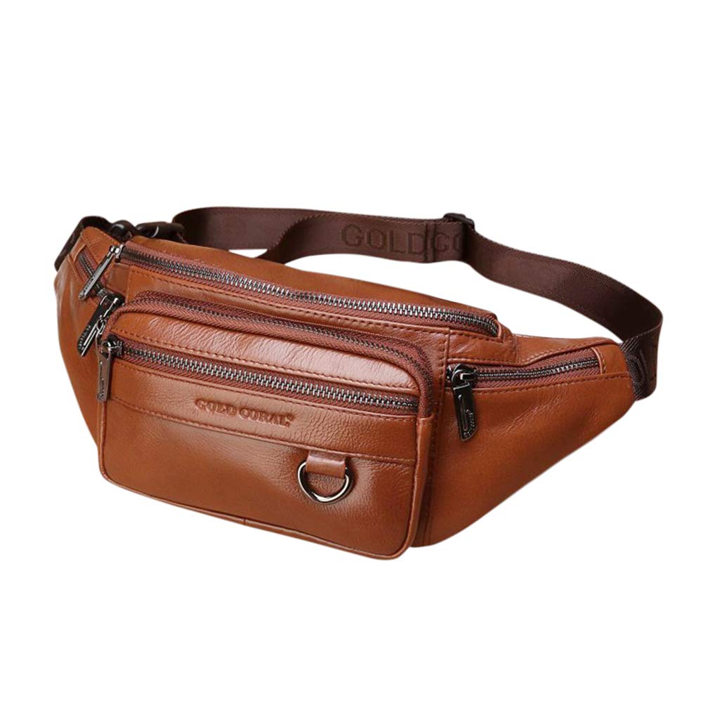 Genuine Leather Fanny Pack for Men - Sport, Travel & Hiking Waist Bag