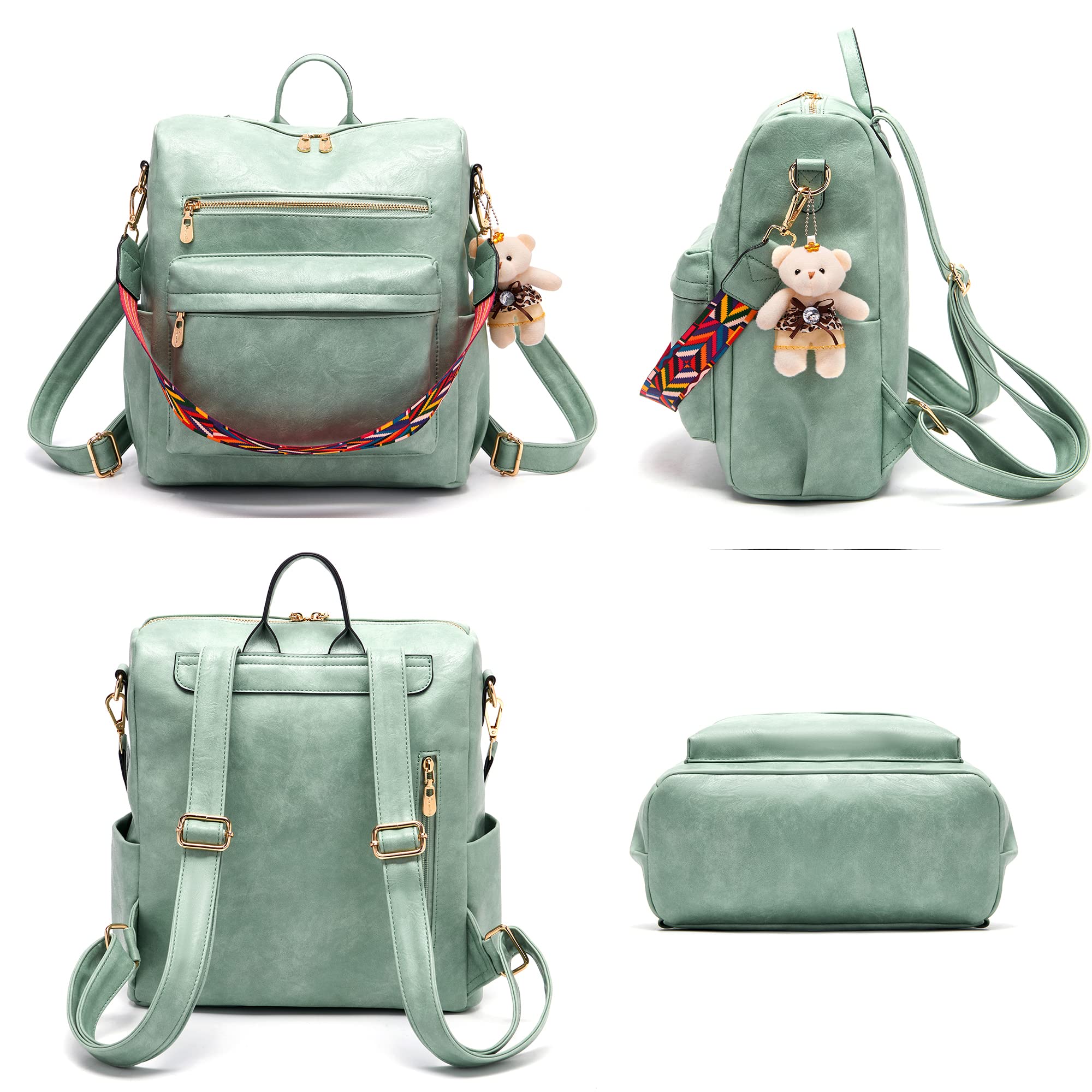 Soperwillton Women's PU Leather Backpack Purse - Travel & Daily Use