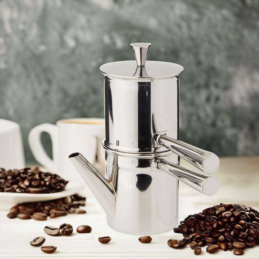 Ilsa Napolitano Stovetop Espresso Maker, 2-Cup, Stainless Steel - Perfect for Home, Office & Camping Coffee Brewing