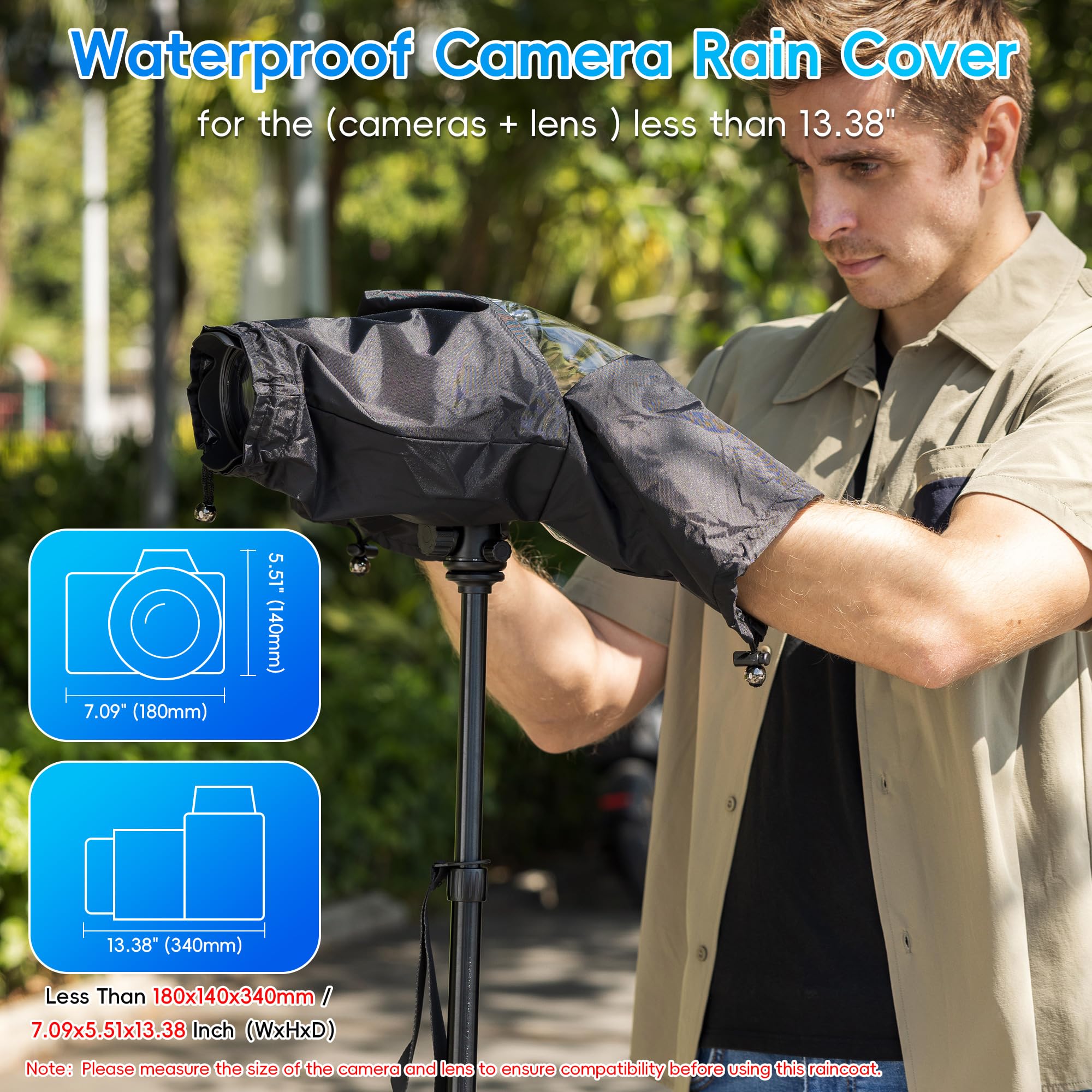 Waterproof Camera Rain Cover for Canon Nikon Sony Fujifilm DSLR & Mirrorless Cameras - Professional Rain Protection for Outdoor Photography, Travel, Hiking & Adventure Sports