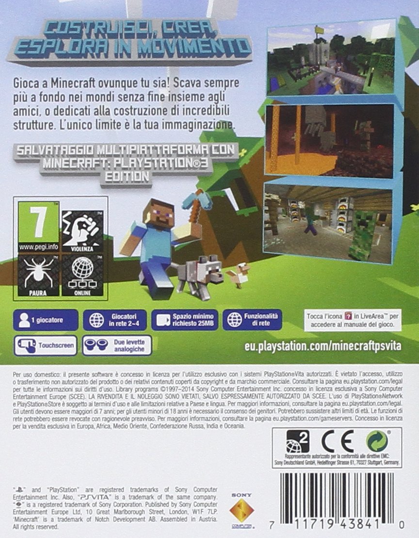 Minecraft Game for PlayStation Vita - Open-World Sandbox Adventure, Creative Building & Survival Gameplay - Perfect for Travel, Commuting & Home Entertainment