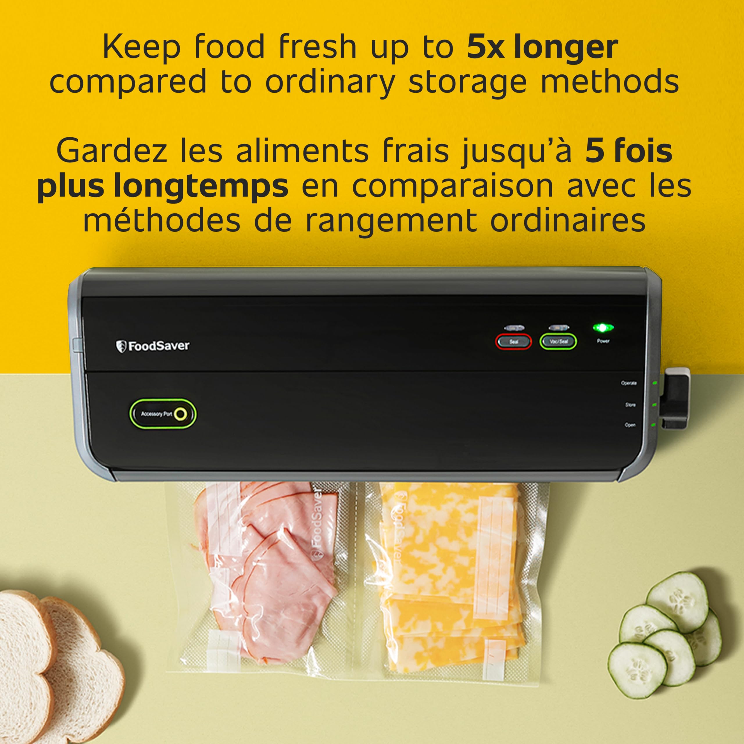 FoodSaver FM2010 Vacuum Sealer Machine with Handheld Sealer | 12 Bags & 2 Rolls | Black | For Meal Prep, Sous Vide & Food Storage