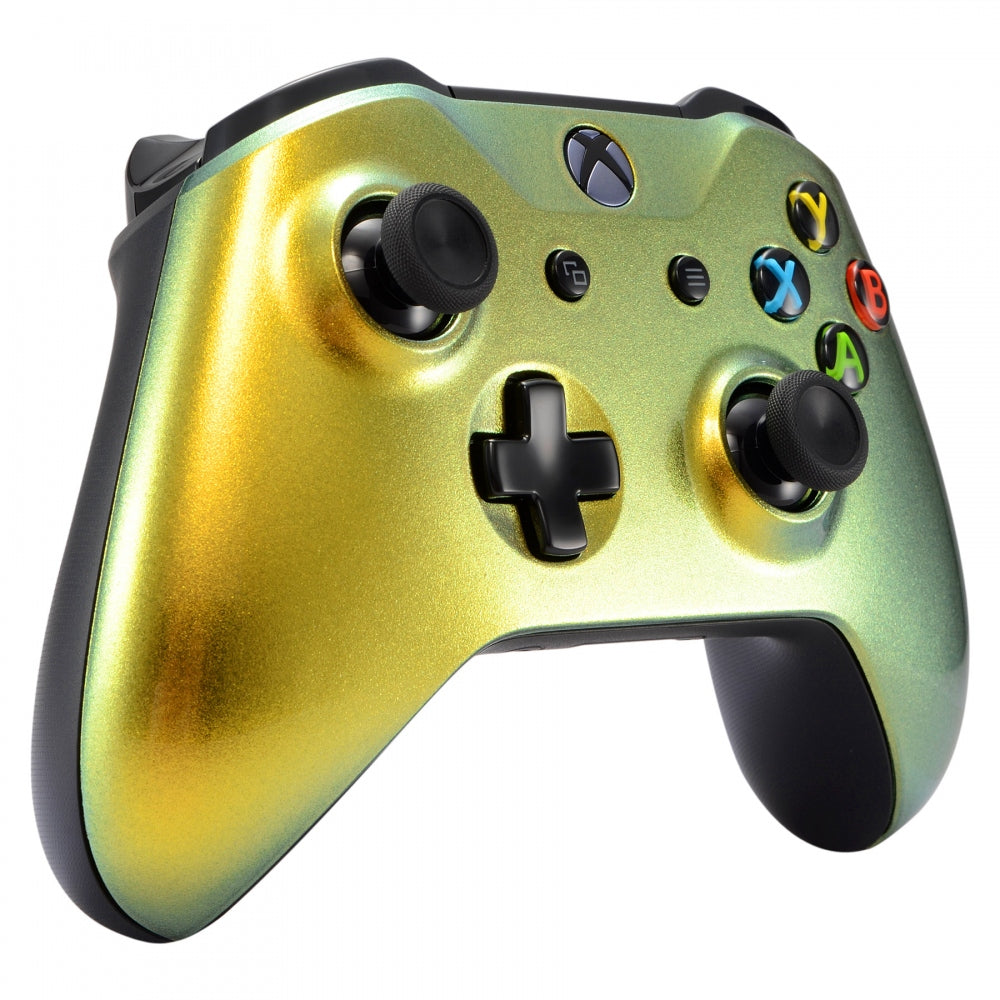 eXtremeRate Gold & Green Chameleon Replacement Faceplate for Xbox One X/S Controller - Custom Shell Cover with Premium Finish | Perfect for Gaming, Streaming & Controller Customization