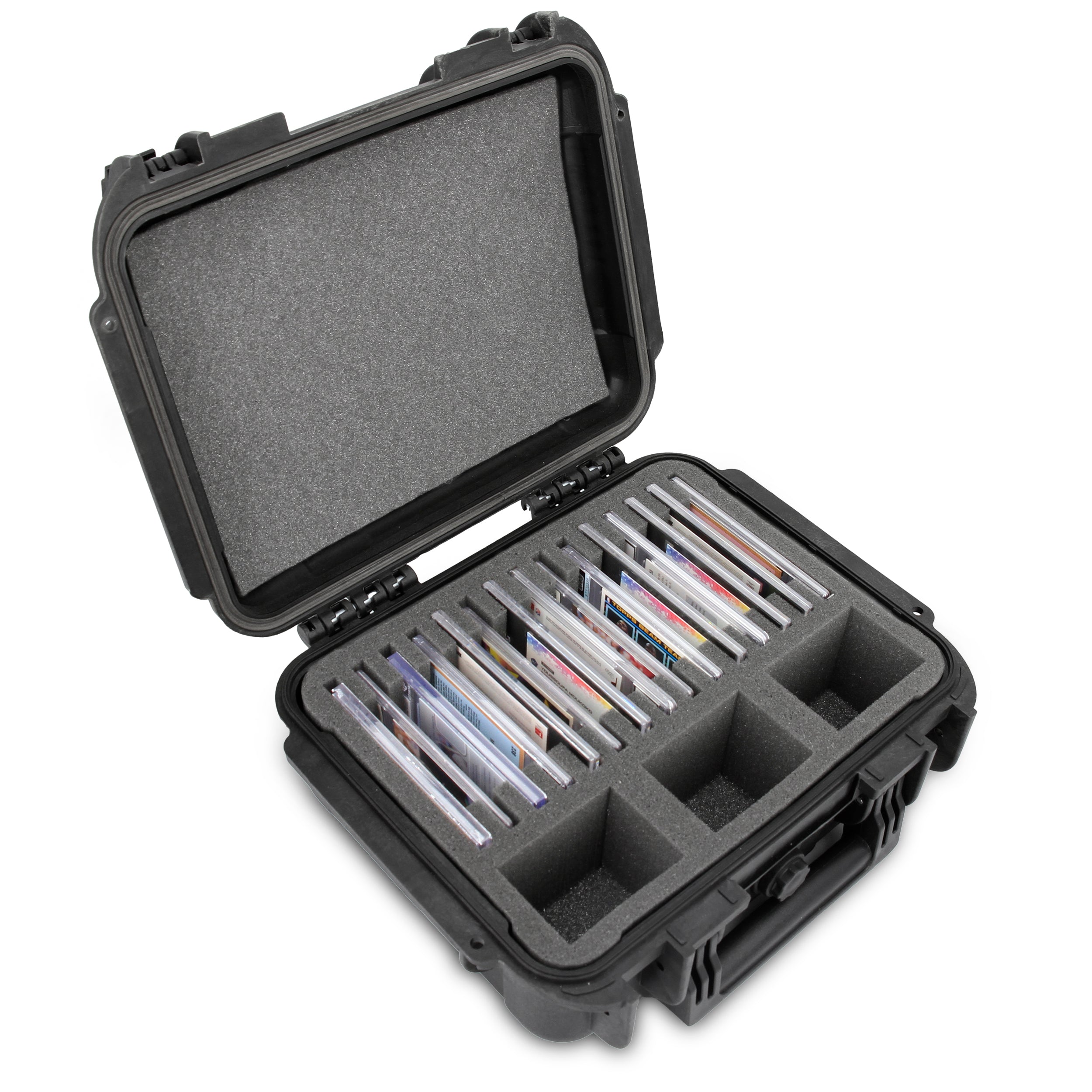 CASEMATIX Graded Card Storage Box - 15 Individual Slots for SGC BGS PSA Sports Trading Cards - Waterproof Travel Case for Collectible Card Protection - Perfect for Card Shows, Travel & Home Display