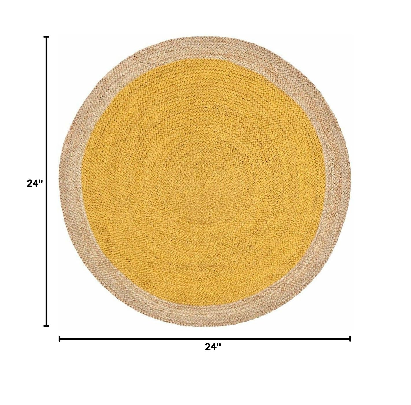 Handmade Natural Jute Round Farmhouse Rug - 8x8 Feet Braided Square Area Rug for Bedroom, Living Room, Kitchen | Indoor & Outdoor Use | Boho Home Decor, Cozy Floor Mat for Patio & Dining Area (Yellow)