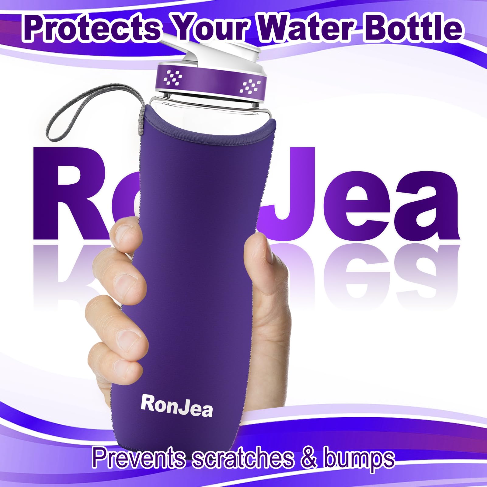 2Pcs Neoprene Sleeve for 22oz Cirkul Water Bottle - Insulated Cover Keeps Drinks Cold & Protects Bottle - Fits 22oz Plastic/Stainless Steel Cirkul Bottles (Purple) - Perfect for Gym, Hiking, Office & Outdoor Activities