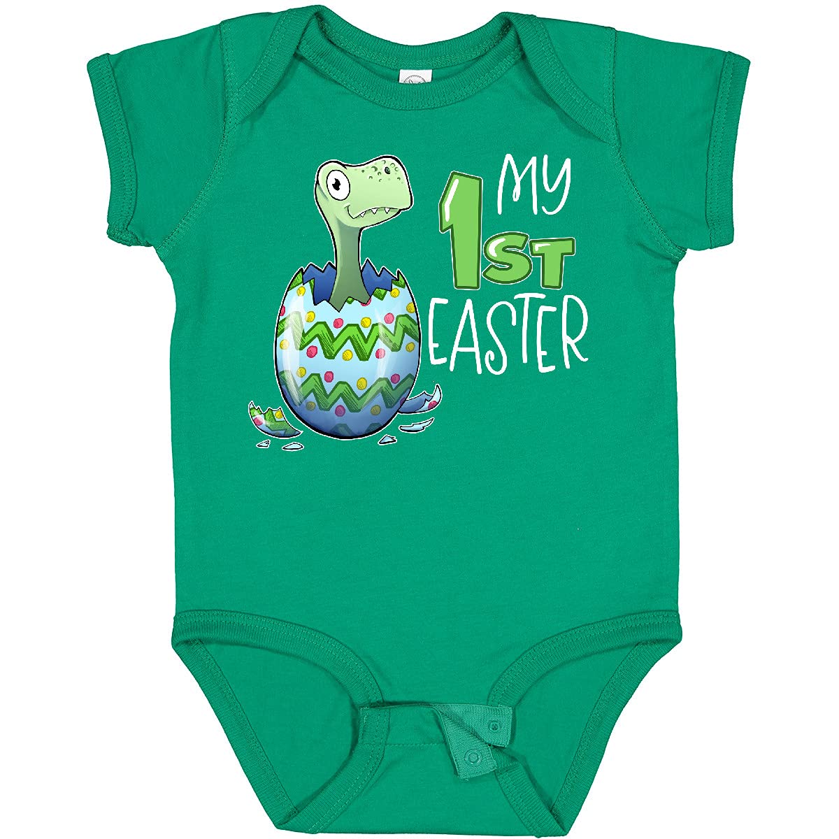 Inktastic My 1st Easter Dinosaur Hatching Easter Egg Baby Bodysuit - Cute Easter Outfit for Infants & Newborns - Perfect for Easter Photos, Egg Hunts & Family Gatherings