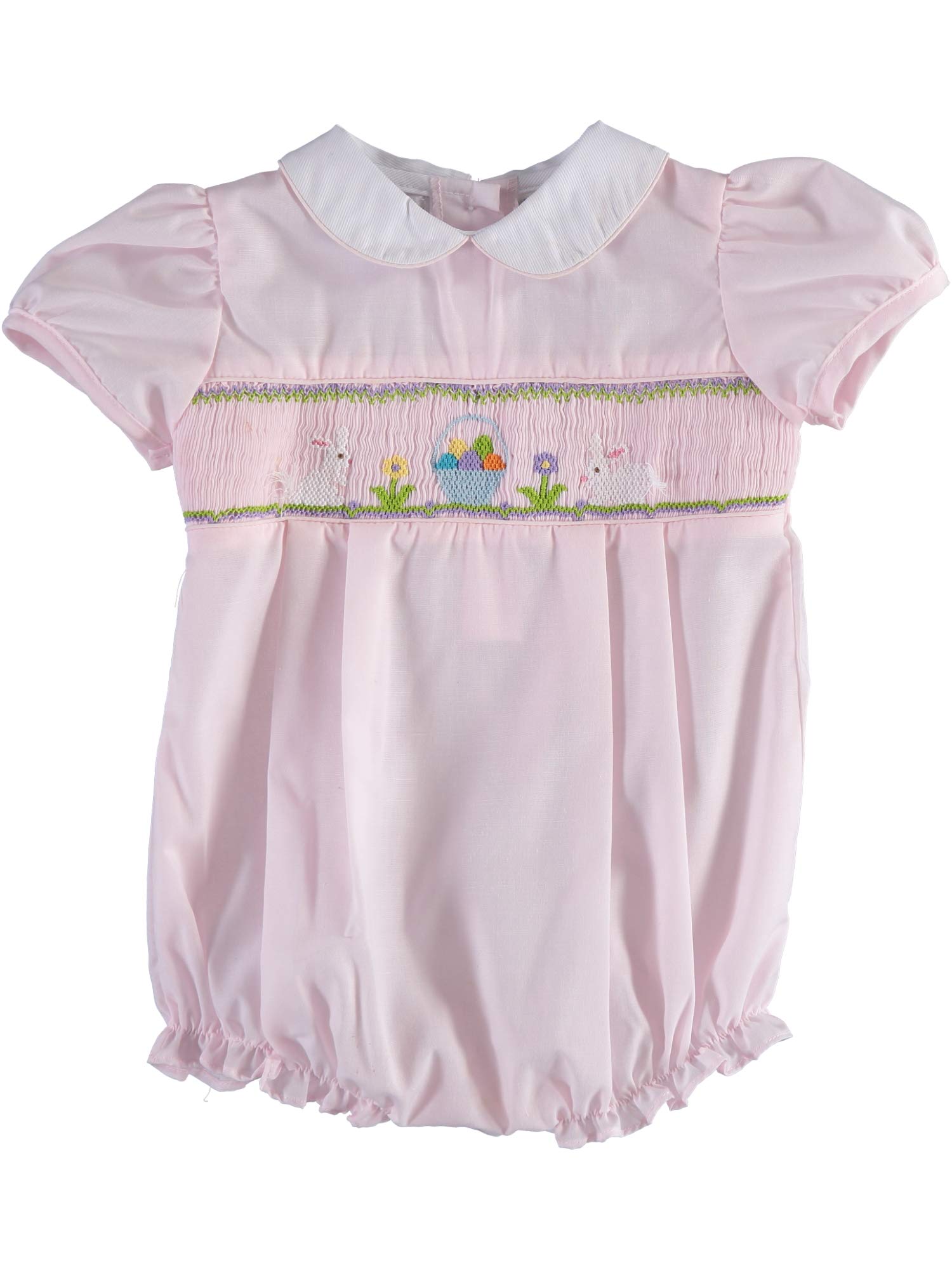 Easter Baby Girls Bubble Dress - Pink Bunny & Easter Eggs Design for Spring Party, Photo Shoot & Holiday Celebration