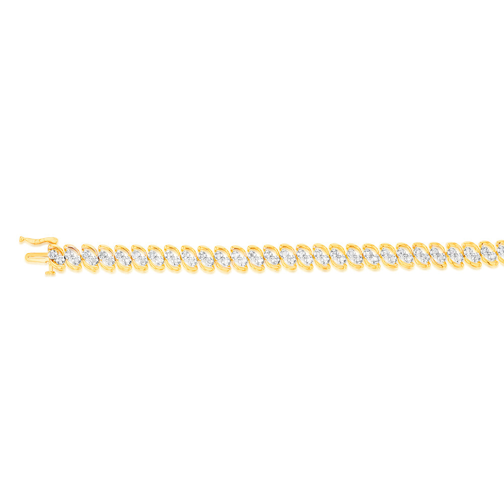 2 Carat Diamond Bracelet in 18K Gold Plated Sterling Silver - Elegant Jewelry Gift for Women, Anniversary, Wedding & Special Occasions