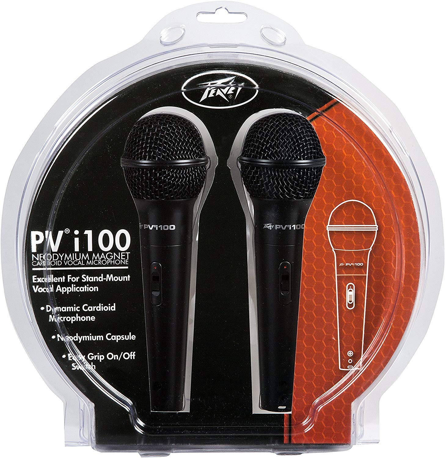 Peavey PVI 100-2 Pack Professional Dynamic Cardioid Microphones for Live Performances, Podcasting & Studio Recording - High-Quality Vocal & Instrument Mic Set