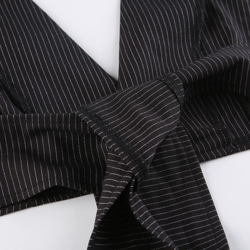 Women's Y2K Vintage Striped Halter Crop Top - 90s Retro Aesthetic Suit Collar Camisole & Tube Top | Perfect for Casual Outfits, Summer Parties & Streetwear Fashion