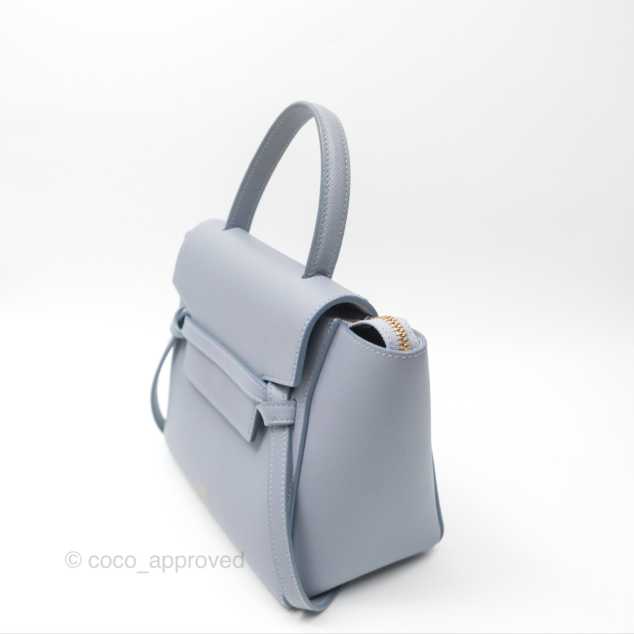 Celine Nano Belt Bag in Arctic Blue - Genuine Grained Calfskin Leather with Gold Hardware | Luxury Crossbody Purse for Women, Perfect for Work, Travel & Everyday Use