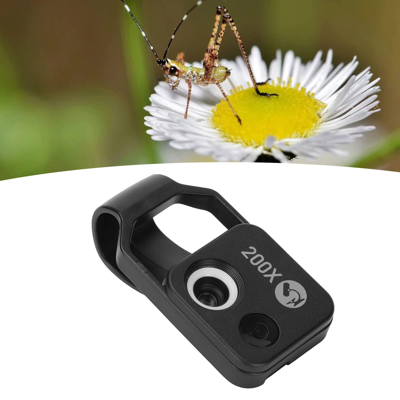 200X Zoom Pocket Phone Microscope with Adjustable LED Light & CPL - Portable Mini Microscope for Plant Study, Coin Inspection & Science Exploration (Black) - Perfect for Hobbyists, Students & Researchers