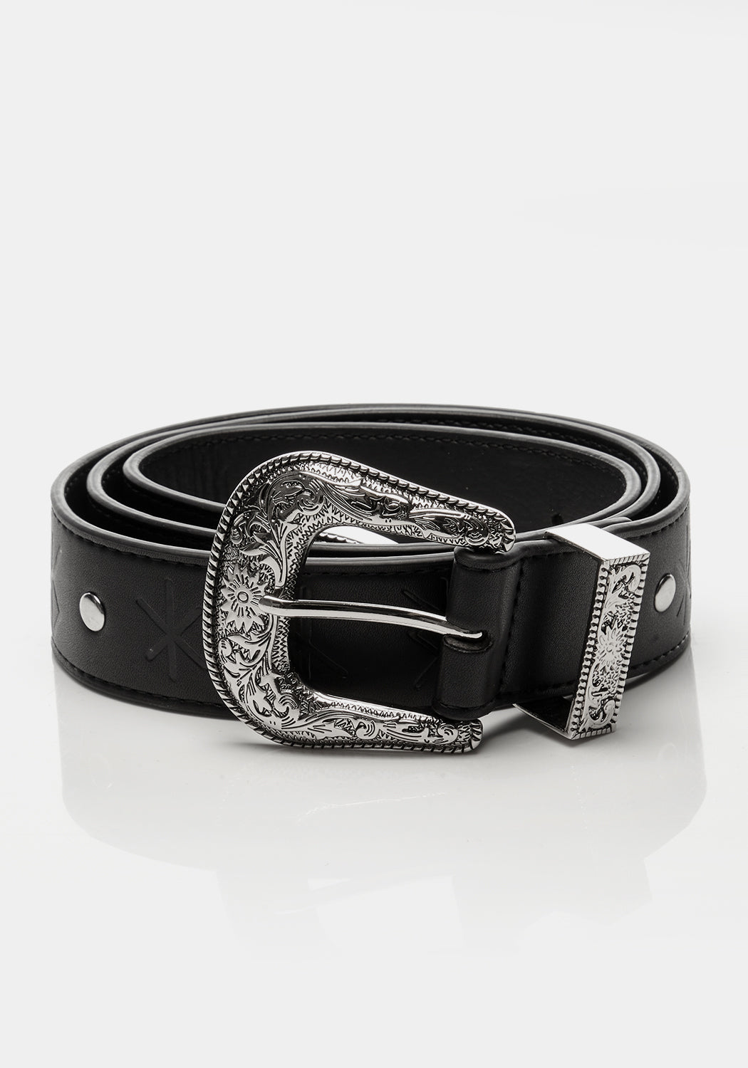 Quen Embossed Jeans Belt for Men & Women - Stylish Western Cowboy Belt with Adjustable Buckle - Perfect for Casual Wear, Jeans, and Western Outfits