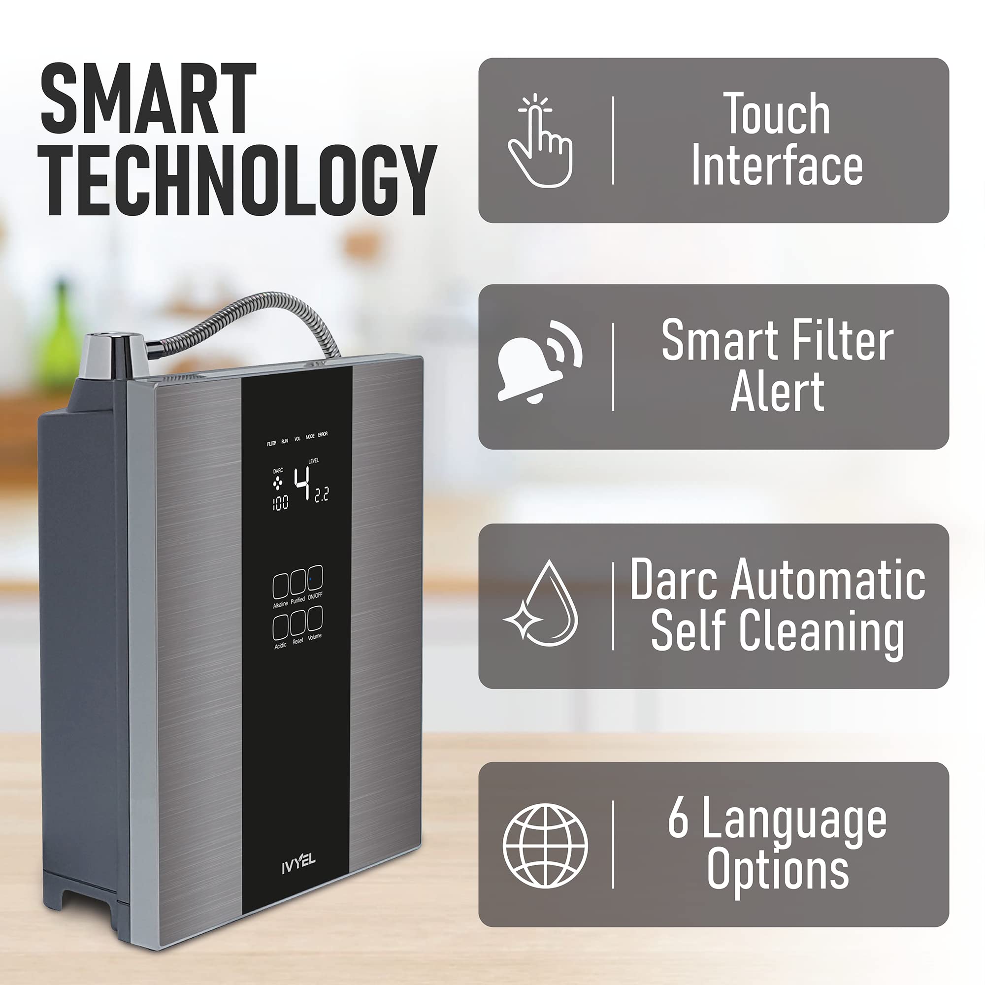 Premium Ivyel PL Alkaline Water Ionizer Machine - pH 8.5-10.0 Korean-Made Water Purifier for Alkaline, Acidic & Hydrogen Water | Antioxidant Rich Ionized Water for Home, Office & Health Enthusiasts