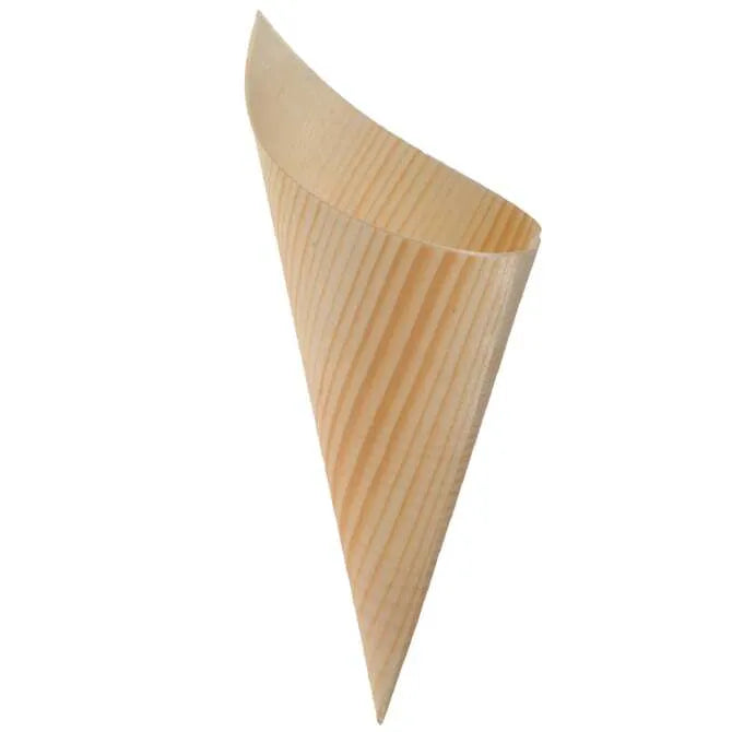 Eco-Friendly Wood Paper Serving Cones for Parties, Weddings & Events - Perfect for Snacks, Candy & Appetizers