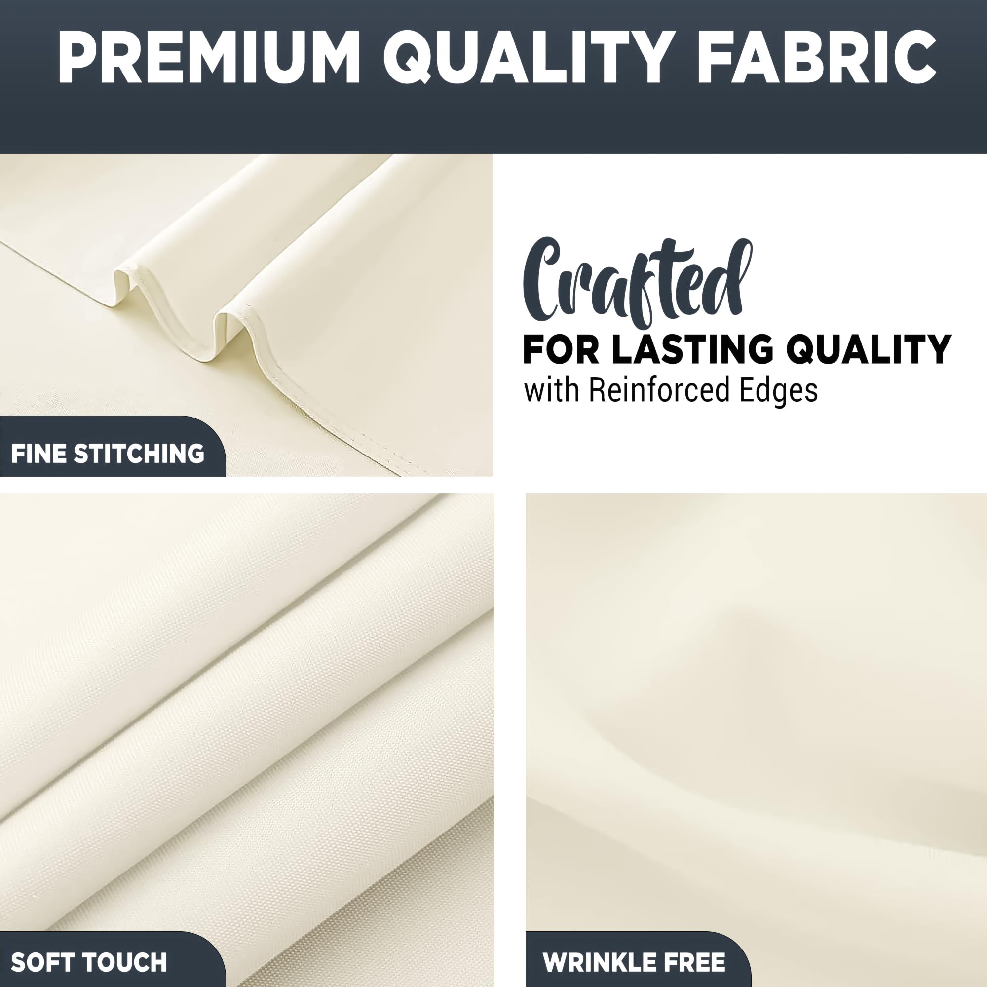 Premium Ivory Cotton Polyester Round Tablecloth - 90 Inch Washable Table Cover for Dining Room, Wedding, Christmas Party & Holiday Decor (Pack of 10)