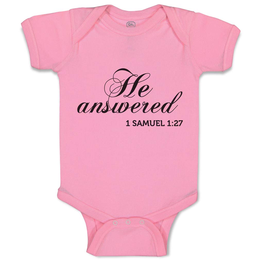 1 Samuel 1:27 Religious Baby Bodysuit - Soft Cotton Bible Scripture Outfit for Newborn Boys & Girls (Pink) - Perfect for Baptism, Church, and Family Photo Shoots